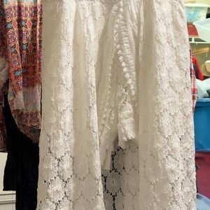 Elegant White Lace Romper Short Skirt